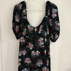 Anthropologie Puff Sleeve Fitted Midi Dress